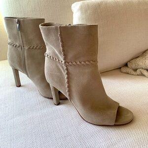 Vince Camuto Grey Suede Leather Open-Toe Ankle Booties
